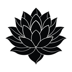 Cute lotus flower silhouette Vector and illustration Design