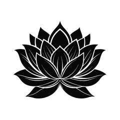 Beautiful lotus flower silhouette and Black color flower Vector illustration Design
