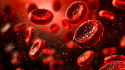 A vibrant and detailed close-up of red blood cells, symbolizing health, biology, and medical science.
