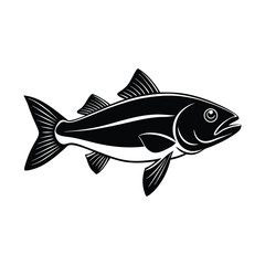 black and white fish silhouette Vector illustration