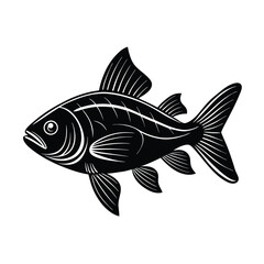 Fototapeta premium black and white fish silhouette Vector illustration