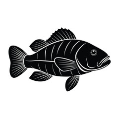 black and white fish silhouette Vector illustration