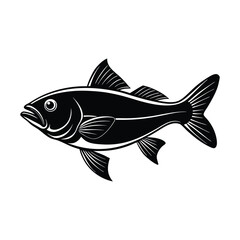 black and white fish silhouette Vector illustration