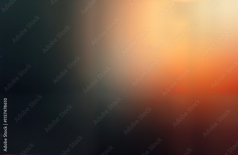 Poster Abstract gradient background design. Soft orange gray white colors blend into dark black. Blurred forms create modern art piece. Unique film grain texture adds depth, visual interest. Suitable for