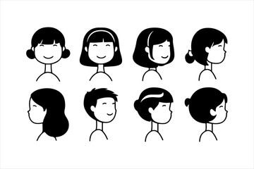 Fototapeta premium Silhouette of Boys and Girls – Diverse Children Profiles in Side View, Perfect for Creative Projects