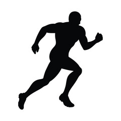 Running Muscular Man silhouette icon with black color vector illustration Design and sports style Logo 