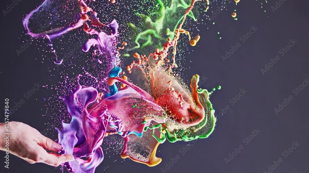 Poster dynamic paint splashes in motion