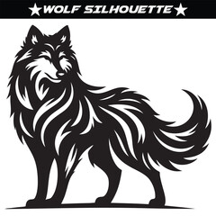 Black wolf vector illustration isolated on a white background,