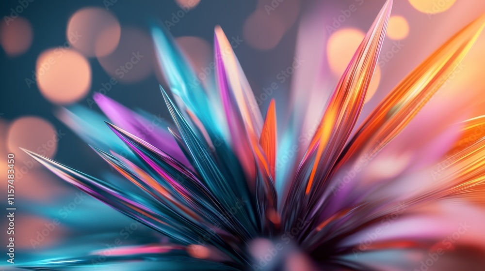 Poster colorful abstract art with sharp edges and vibrant bokeh background for creative projects