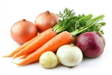 fresh vegetables on White background
