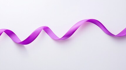 Elegant and Flowing Purple Ribbon on a Clean White Background Perfect for Decoration, Crafting, and Gift Wrapping, Evoking a Sense of Celebration and Joy
