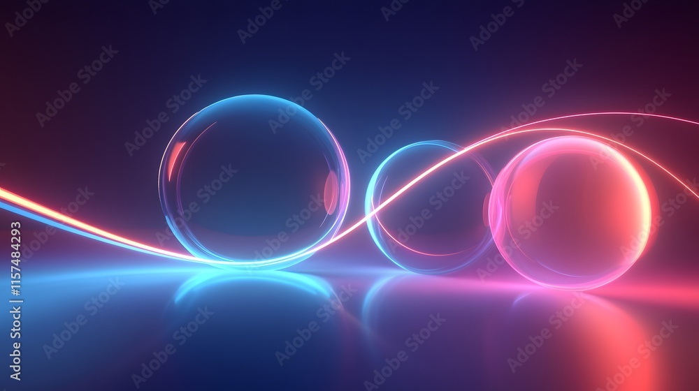 Poster dynamic light reflections abstract space digital art futuristic environment close-up view energy con