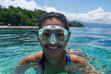 Naklejka premium person snorkeling in the sea
