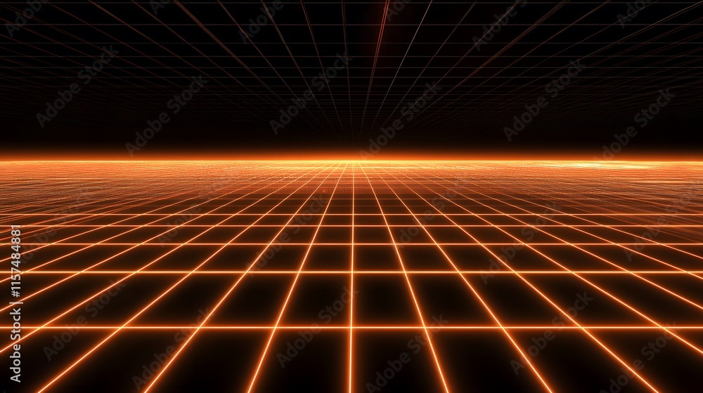 Poster futuristic grid visualization digital space graphic design abstract environment wide angle viewpoint