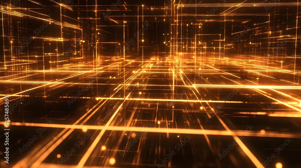 Poster dynamic neon data flow visualization in a digital space technology graphics abstract environment fut