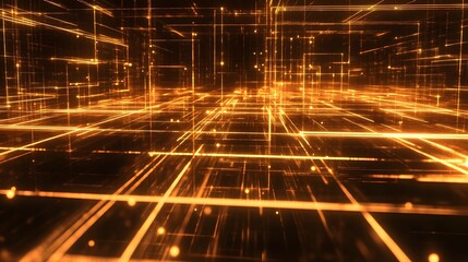 Dynamic neon data flow visualization in a digital space technology graphics abstract environment futuristic perspective