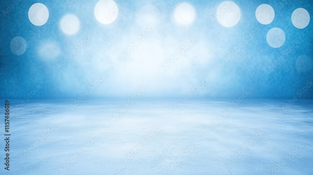 Poster soft focus blue background with bokeh lights for creative projects