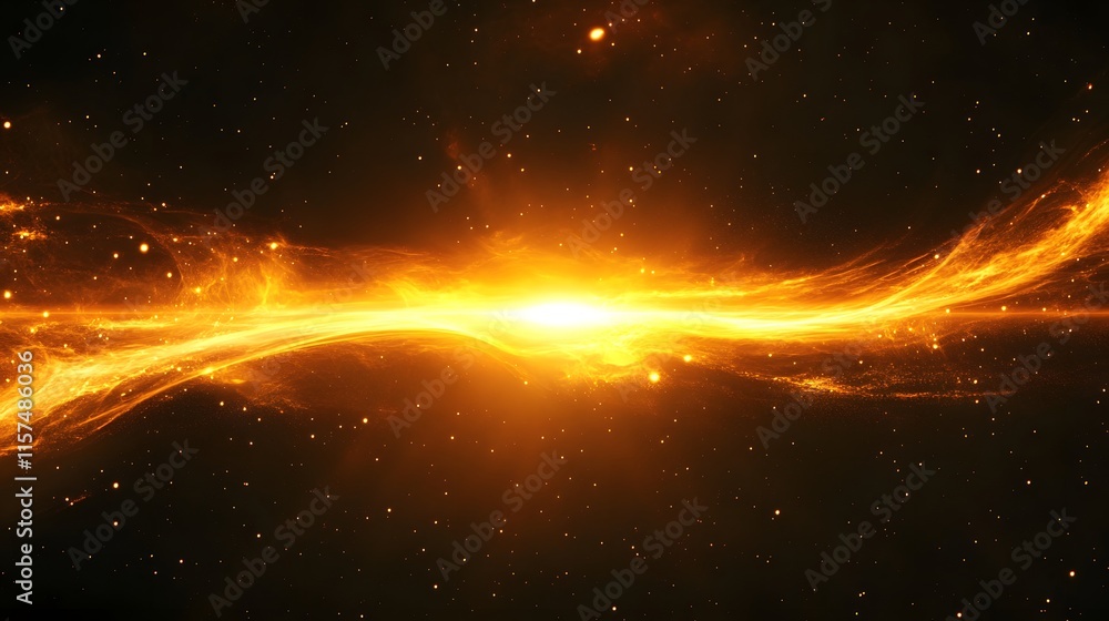 Poster cosmic explosion event deep space digital art sci-fi environment wide angle view galactic energy con