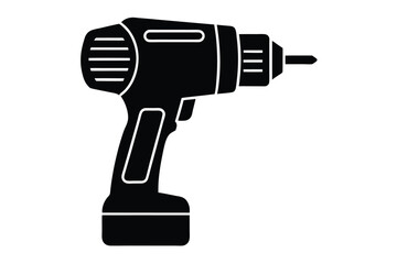 attractive electric drill machine silhouette vector illustration