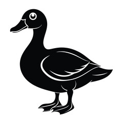 Cute duck silhouette vector and illustration Design