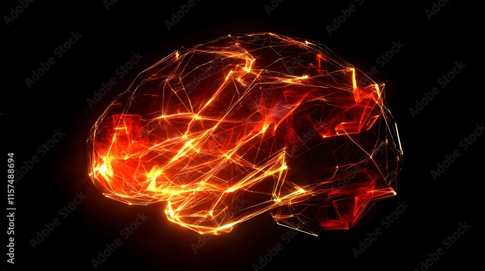 Poster exploring neural networks visualizing the human brain in a digital environment abstract art concept