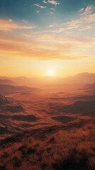 Naklejka premium sunset in a desert with copy space vertically 9:16