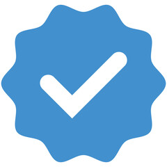 Blue Verified badge icon set. Collection of different style star shaped social media icons