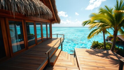 Tropical Getaway Luxurious Overwater Bungalow with Private Deck and Breathtaking Ocean View