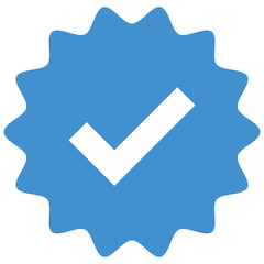 Blue Verified badge icon set. Collection of different style star shaped social media icons
