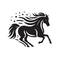 Black Color Horse silhouette design Vector Illustration, Solid White Background 1.eps
