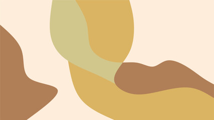 Abstract Beige Gold Brown Organic Shapes Minimalist Art Design
