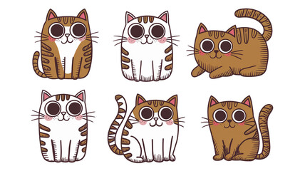 Charming Doodle Cat Sticker Set in Hand-Drawn Style