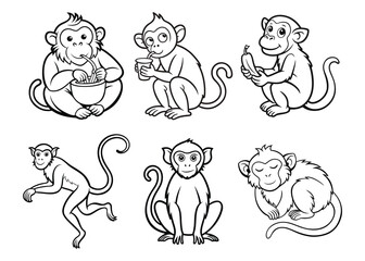 Monkey Actions in Various Poses.