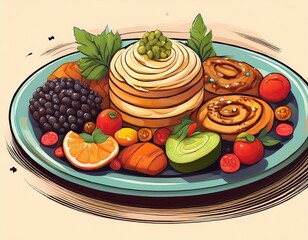 Breakfast. Watercolor