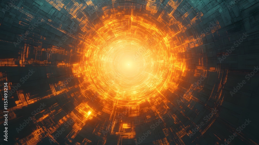 Aufkleber dynamic energy burst abstract digital realm visual art high-tech environment close-up view futuristi