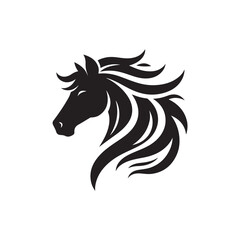 Black Color Horse silhouette design Vector Illustration, Solid White Background 7.eps