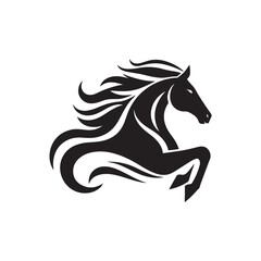 Black Color Horse silhouette design Vector Illustration, Solid White Background 13.eps