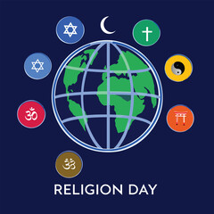 World Religion Day Poster with religious symbols