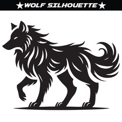 Black wolf vector illustration isolated on a white background,