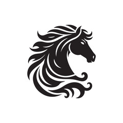 Black Color Horse silhouette design Vector Illustration, Solid White Background 17.eps