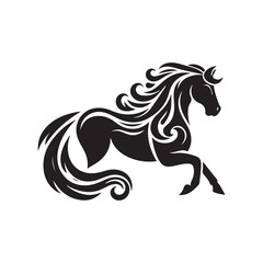 Black Color Horse silhouette design Vector Illustration, Solid White Background 18.eps