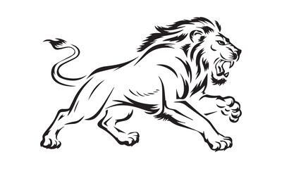 Lion silhouette vector art design mascot icon logo, Royal king lion crown logo vector. Premium luxury brand identity lion animal vector illustration cute cartoon lion isolated on white background.