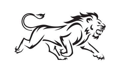 Lion silhouette vector art design mascot icon logo, Royal king lion crown logo vector. Premium luxury brand identity lion animal vector illustration cute cartoon lion isolated on white background.