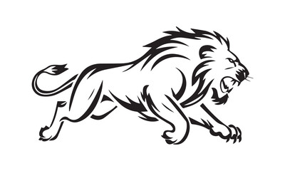 Lion silhouette vector art design mascot icon logo, Royal king lion crown logo vector. Premium luxury brand identity lion animal vector illustration cute cartoon lion isolated on white background.