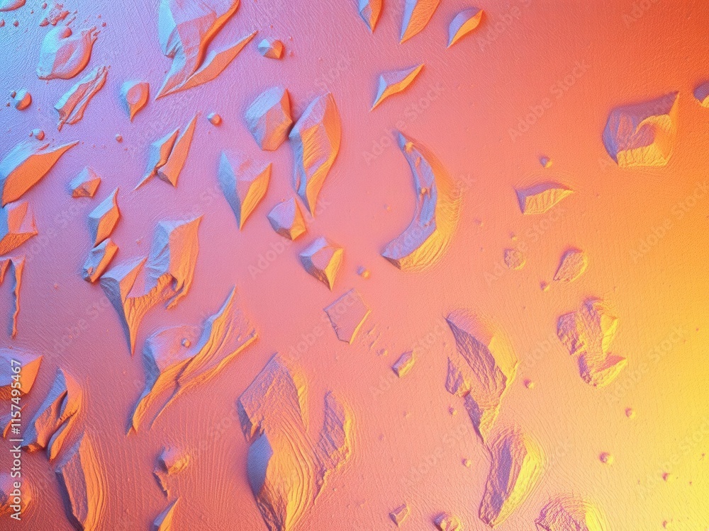 Poster abstract colorful texture with three-dimensional shapes and patterns, showcasing vibrant hues blendi