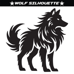 Black wolf vector illustration isolated on a white background,