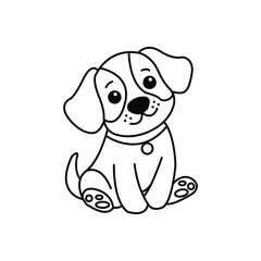 Best cute dog line art for kids coloring book vector art illustration.