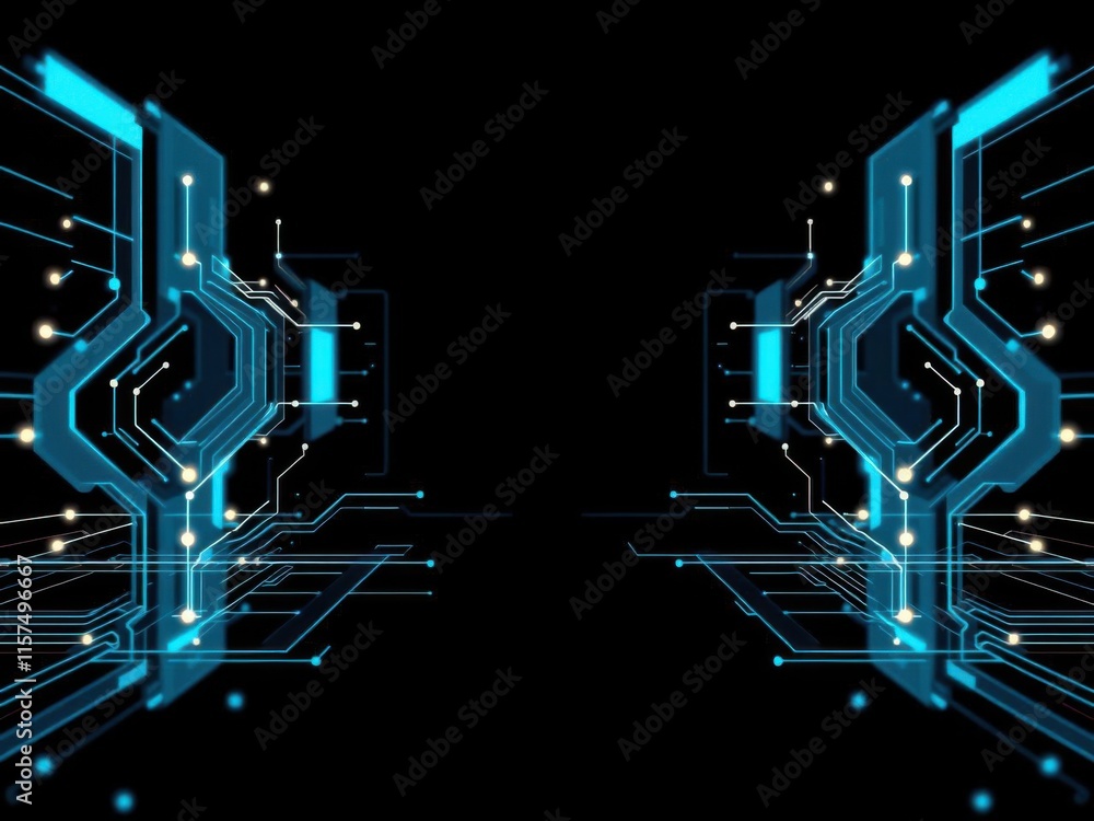 Aufkleber futuristic abstract digital circuit design with glowing lines and nodes, high-tech background for te