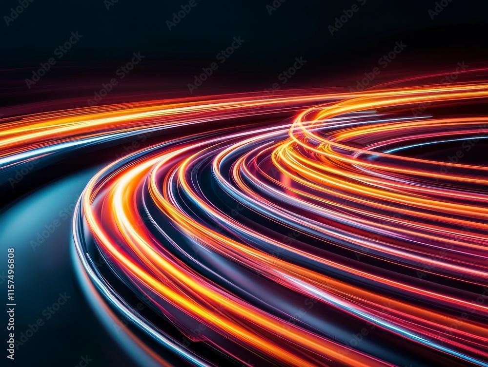 Aufkleber dynamic motion blur of light trails in a dark environment with vibrant colors