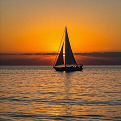 sailboat at sunset